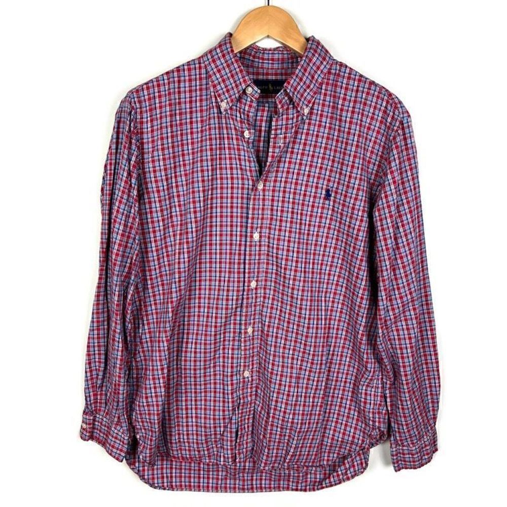 Polo Ralph Lauren Button Down Shirt Collared Plaid Red Blue White Yellow Men’s L